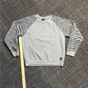 South Pole Gray Zebra Print Crewneck Sweater